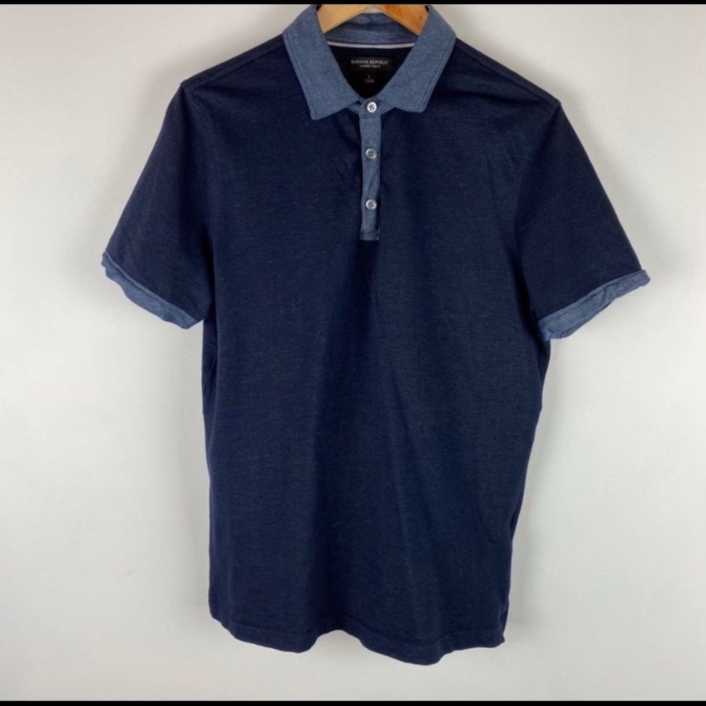 BANANA REPUBLIC Luxury Touch Blue Polo Shirt | L